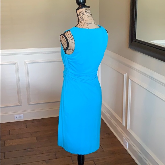 NWOT Talbots Ruched Blue High Low Midi Dress - Picture 4 of 8